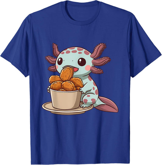 Cute Axolotl Kawaii Animal Lover Print -Adults and Kids Black Small Modern Cartoon Animal Themed T-Shirt - T-Shirt | Royal
