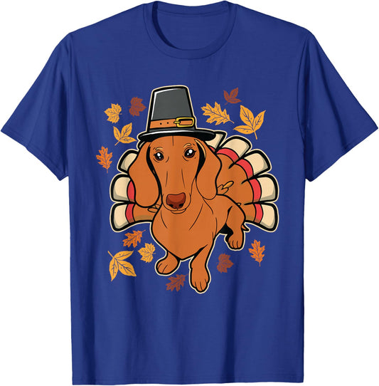 Dachshund Scarf Thanksgiving T-Shirt - T-Shirt | Royal