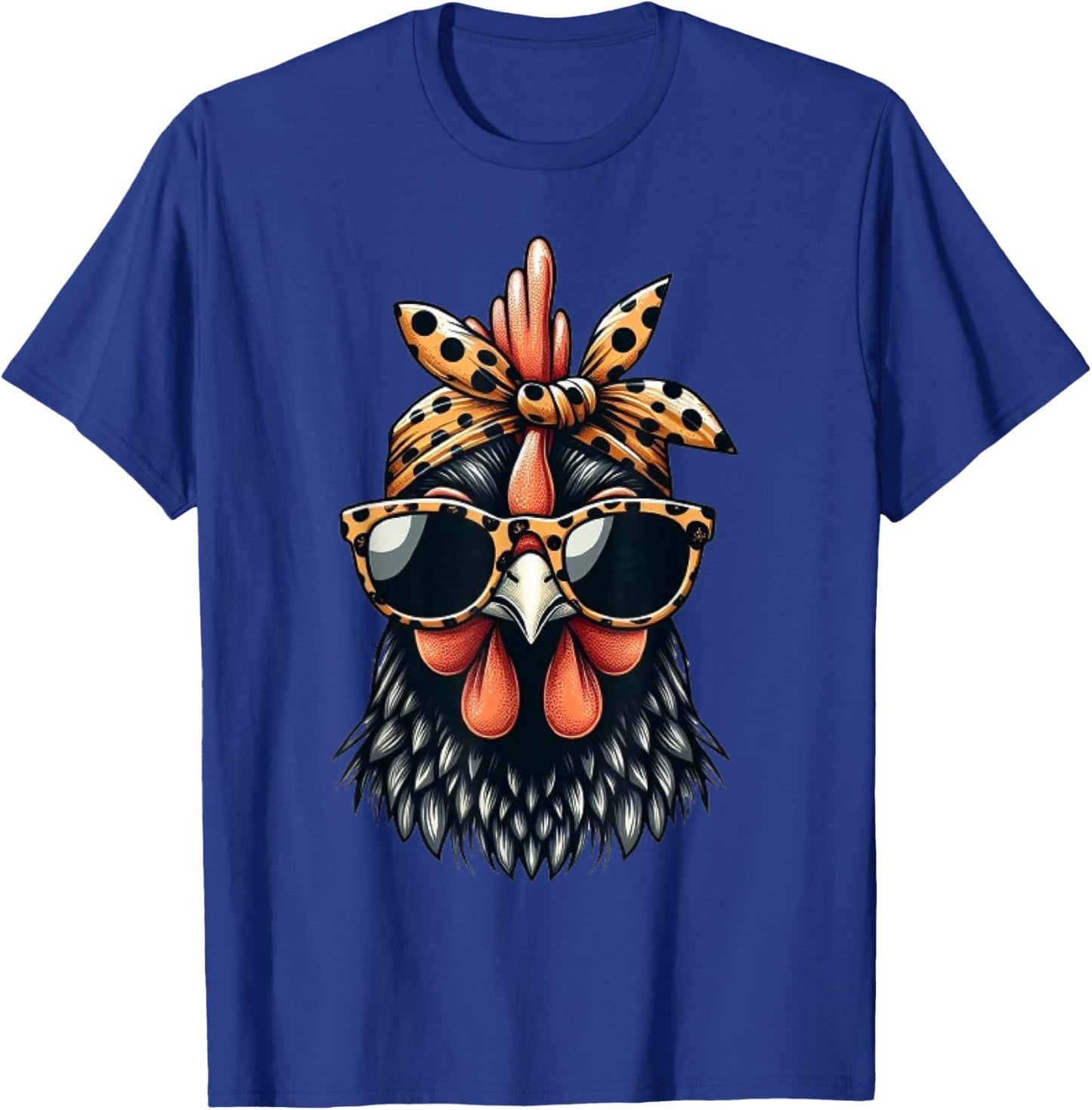 Cute Women Girl Chicken Leopard Bandana Headband Glasses T-Shirt - T-Shirt | Royal