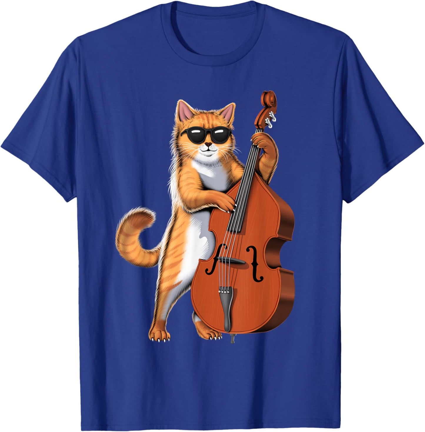 Cat Double Bass Player Contrabass Jazz Musician T-Shirt - T-Shirt | Royal