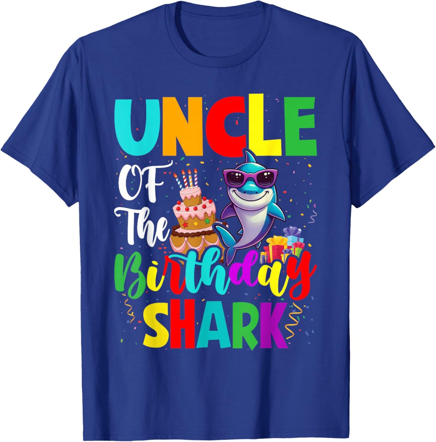Uncle Of The Shark Birthday Family Matching Birthday Nephew T-Shirt - T-Shirt | Royal
