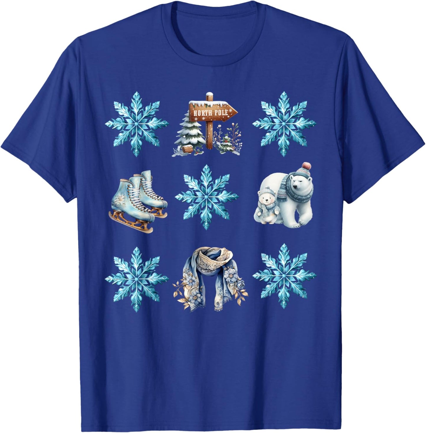 Skate Winter Wonderland Snowflake Icy Blue Christmas T-Shirt - T-Shirt | Royal