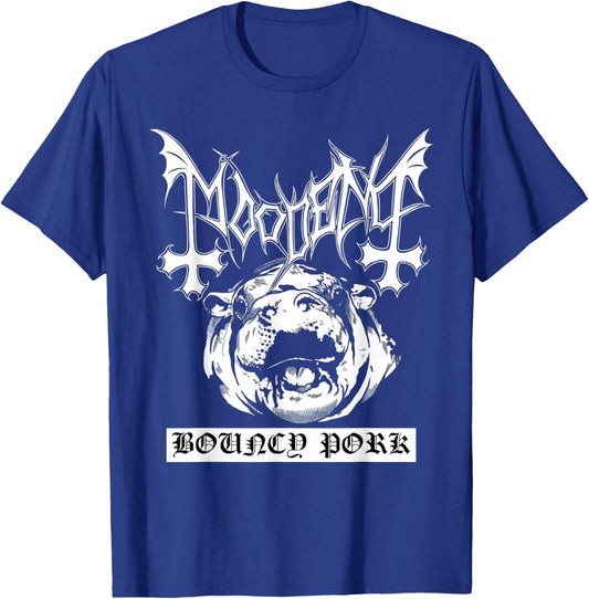 Moo Deng Mayhem - Bouncy Pork Funny Death Metal Music Logo T-Shirt - T-Shirt | Royal