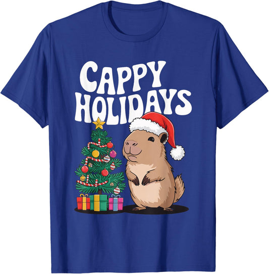 Cappy Holidays Capybara Christmas T-Shirt - T-Shirt | Royal