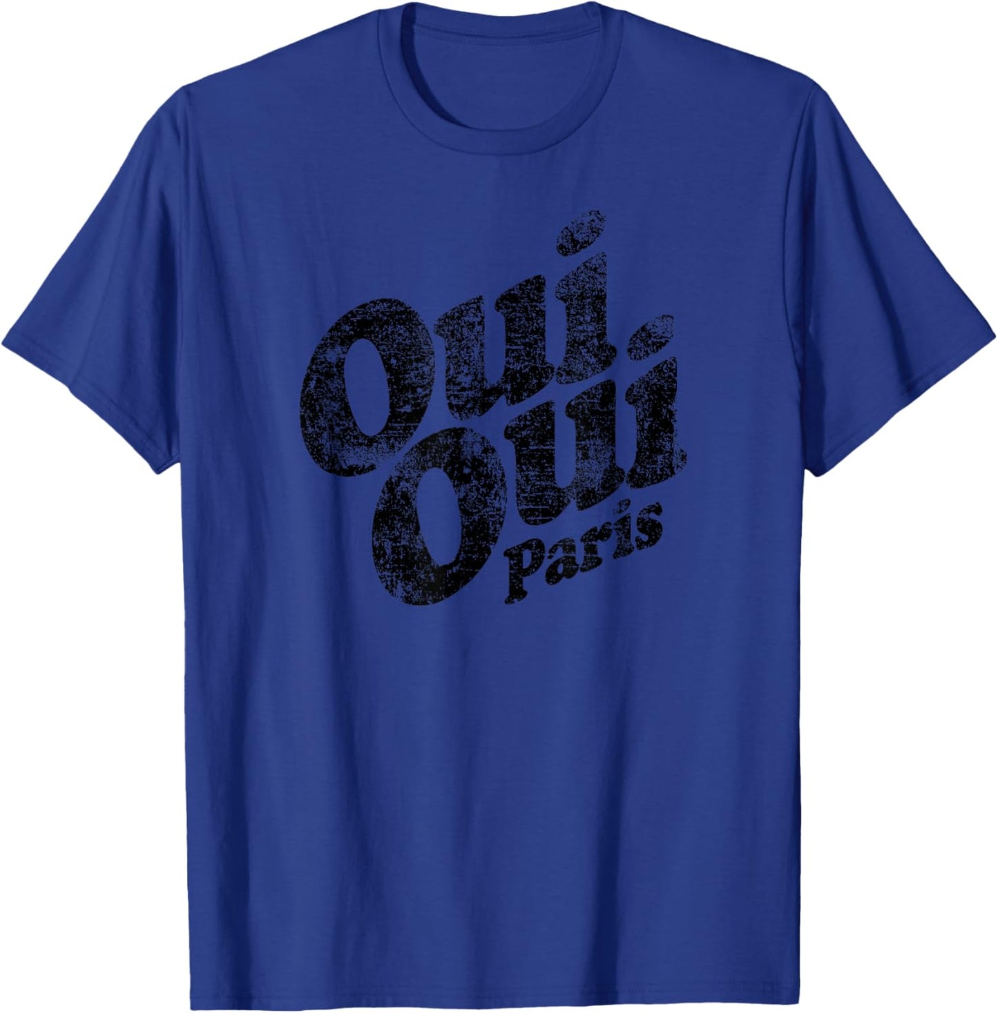 Oui Oui Paris (Yes Yes Paris) Distressed Print T-Shirt - T-Shirt | Royal