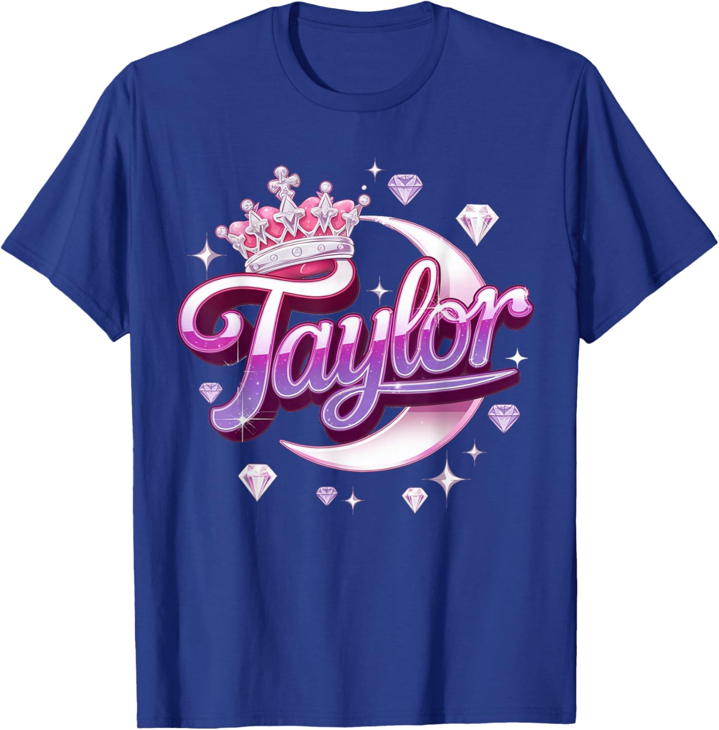 Girl Retro Taylor First Name Personalized Groovy 80's Pink T-Shirt - T-Shirt | Royal