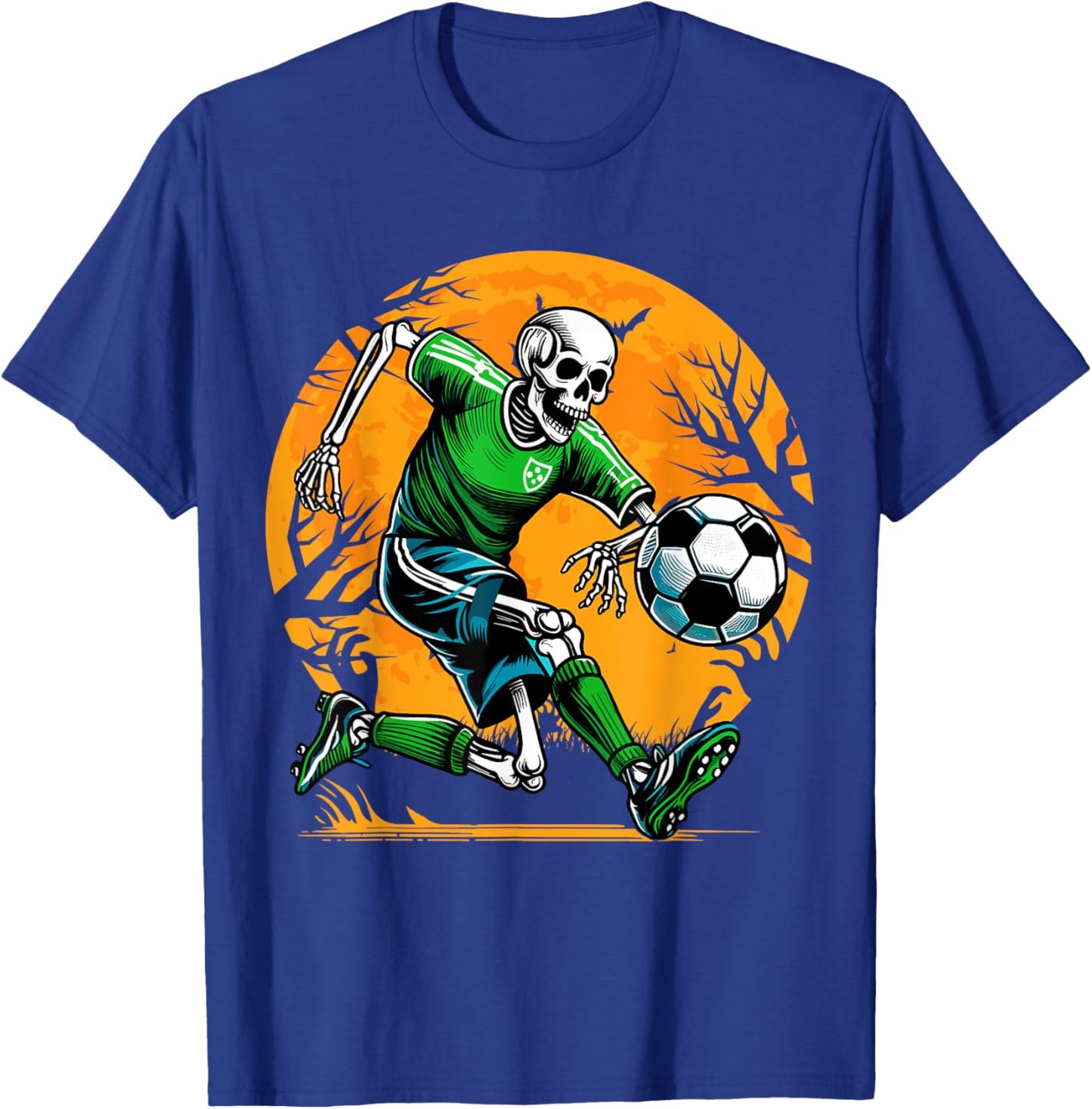 Soccer Skeleton Halloween Football Spooky Boys Soccer Player T-Shirt - T-Shirt | Royal