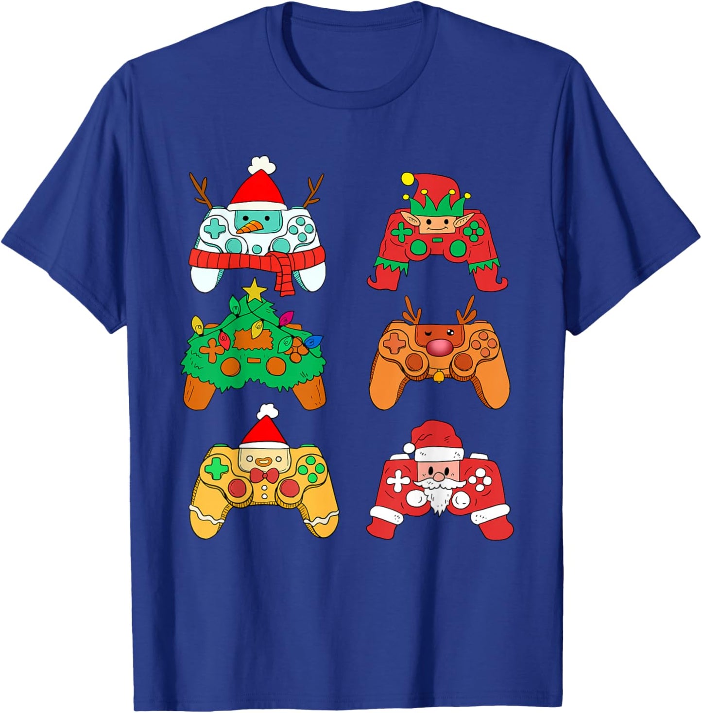 Christmas Santa Elf Gaming Controllers Gamer Xmas Boys Kids T-Shirt - T-Shirt | Royal