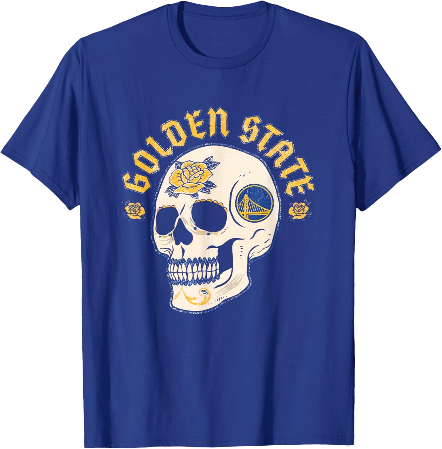 NBA Golden State Warriors Halloween Floral Skull T-Shirt - T-Shirt | Royal