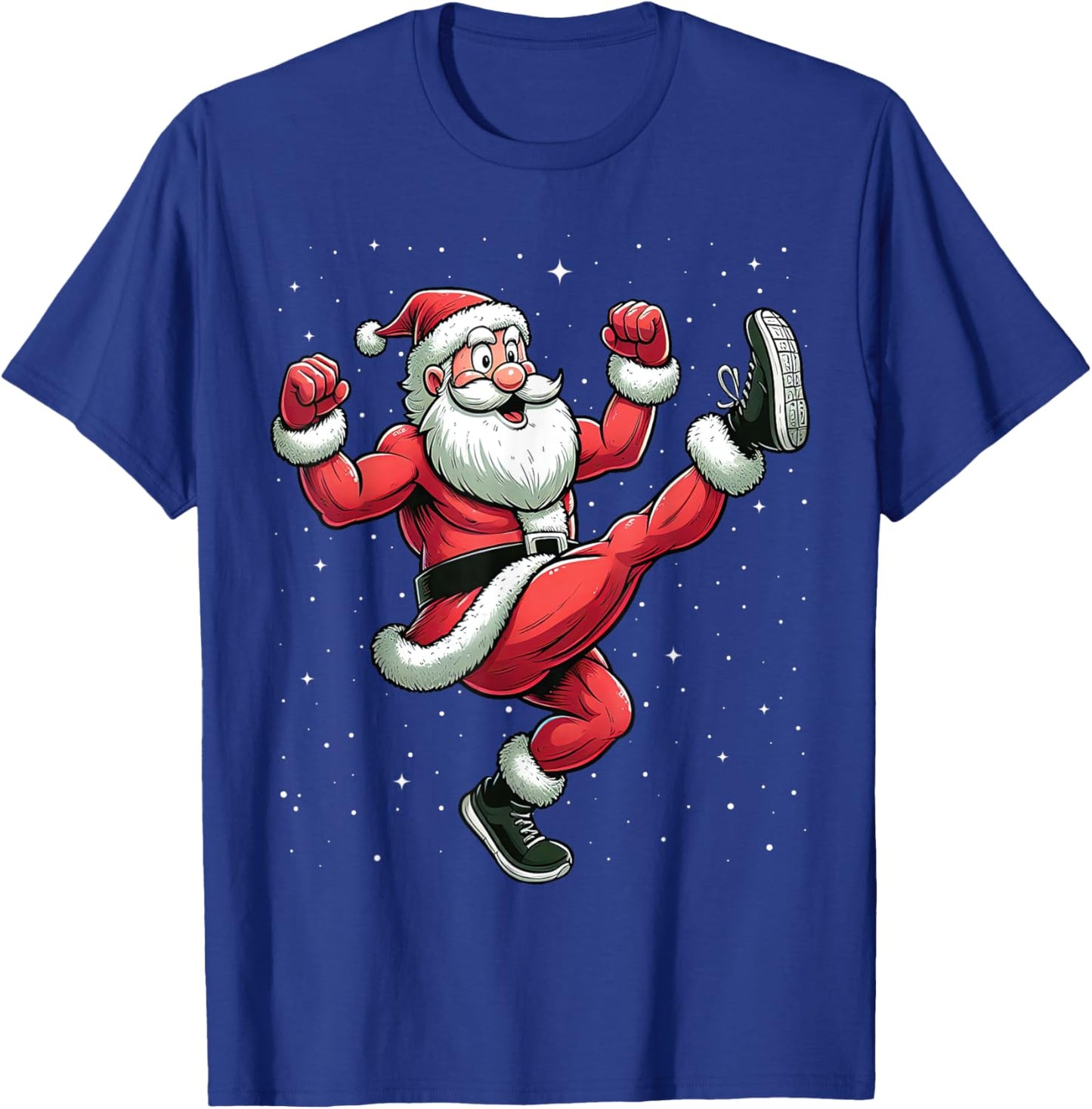Santa Exercising Gym Fitness Workout Christmas Snow T-Shirt - T-Shirt | Royal