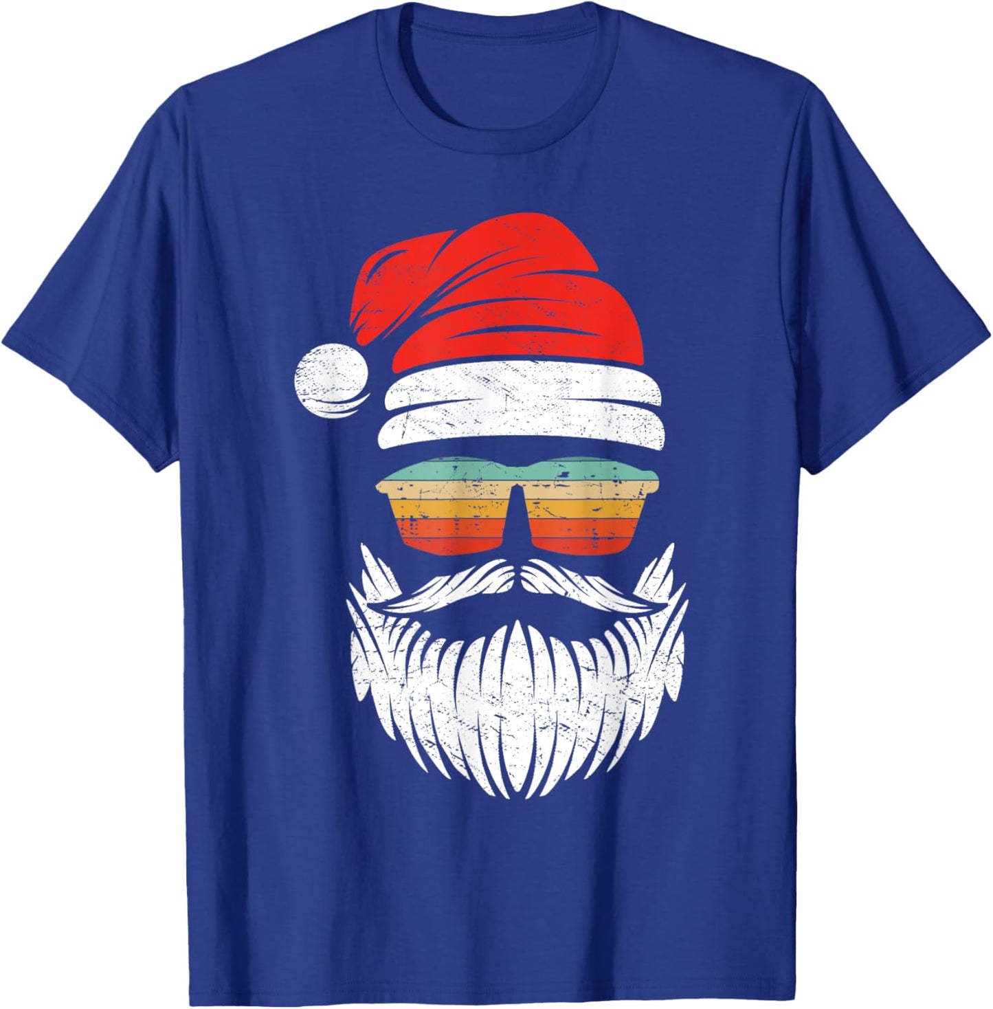 Santa Face Retro Sunglasses Christmas Xmas Men Women Kids T-Shirt - T-Shirt | Royal