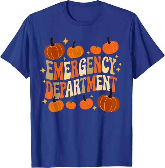 Funny ER Nurse Thanksgiving Emergency Dept Groovy T-Shirt - T-Shirt | Royal