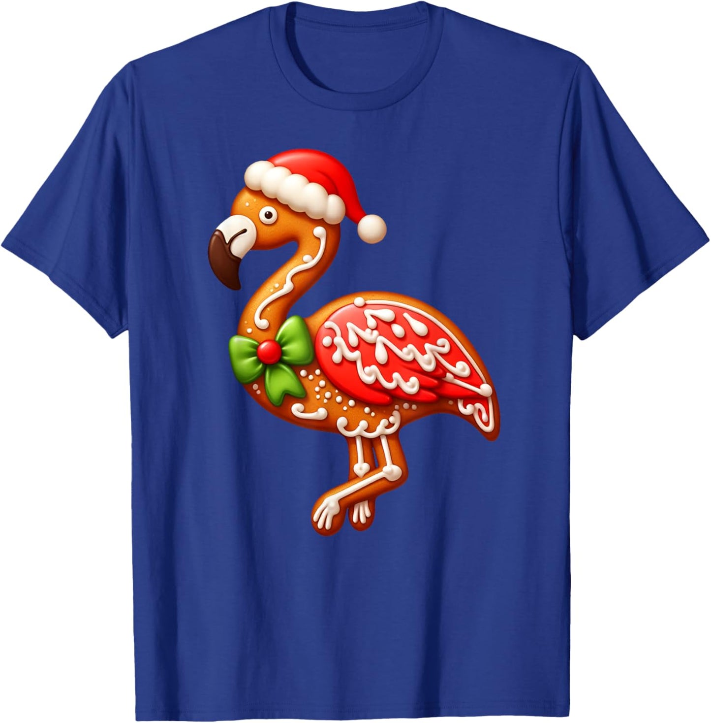 Funny Gingerbread Man Flamingo Christmas Kids T-Shirt - T-Shirt | Royal