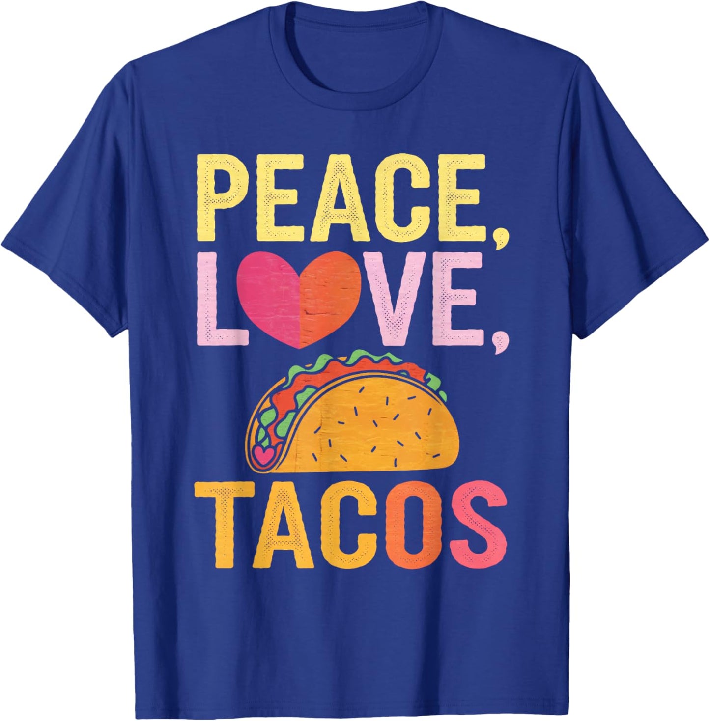 Peace Love Tacos Valentines Day Hearts Men Women Kids T-Shirt - T-Shirt | Royal