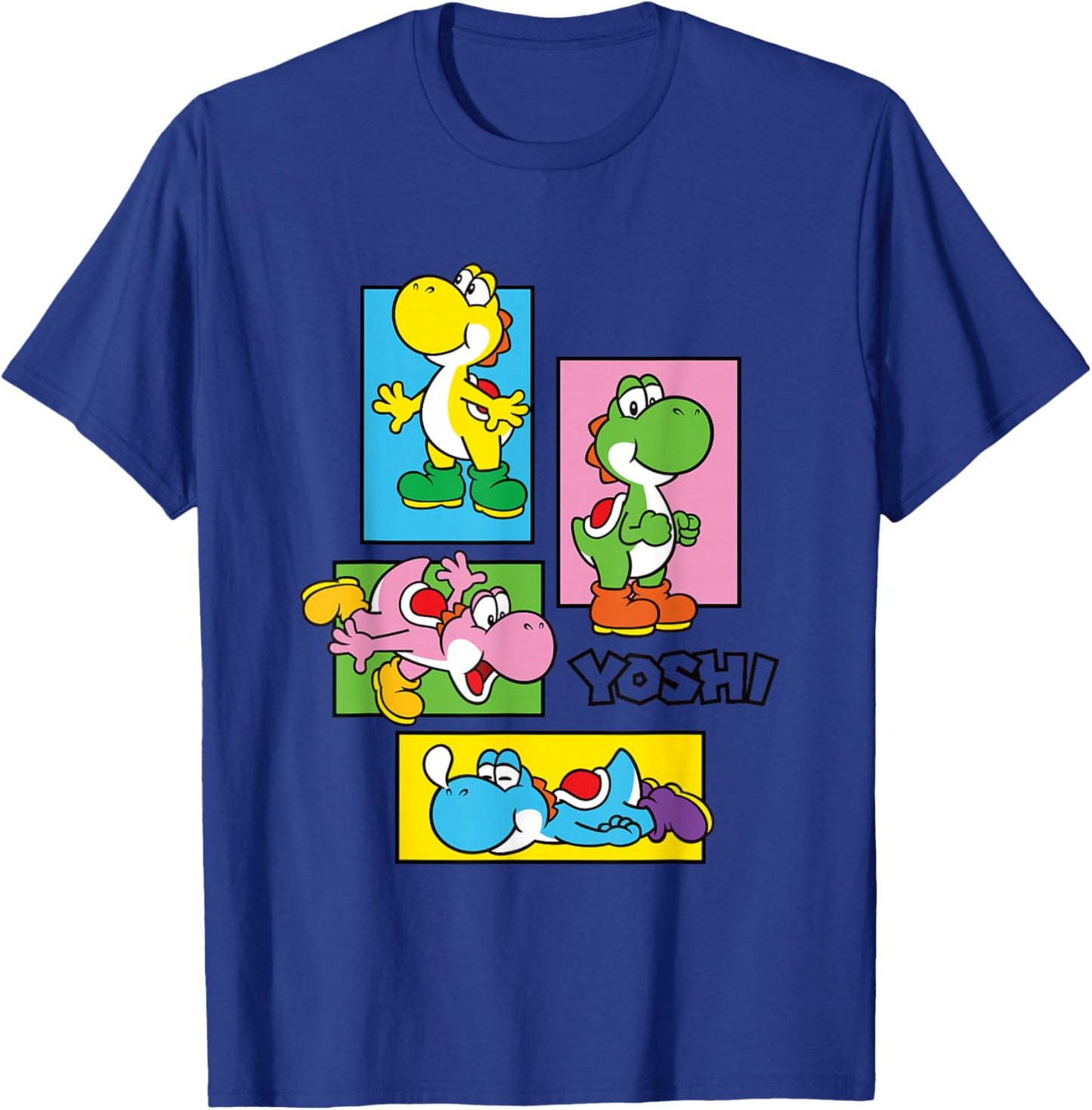 Super Mario Bros Yoshi Color Retro Expression Portraits T-Shirt - T-Shirt | Royal