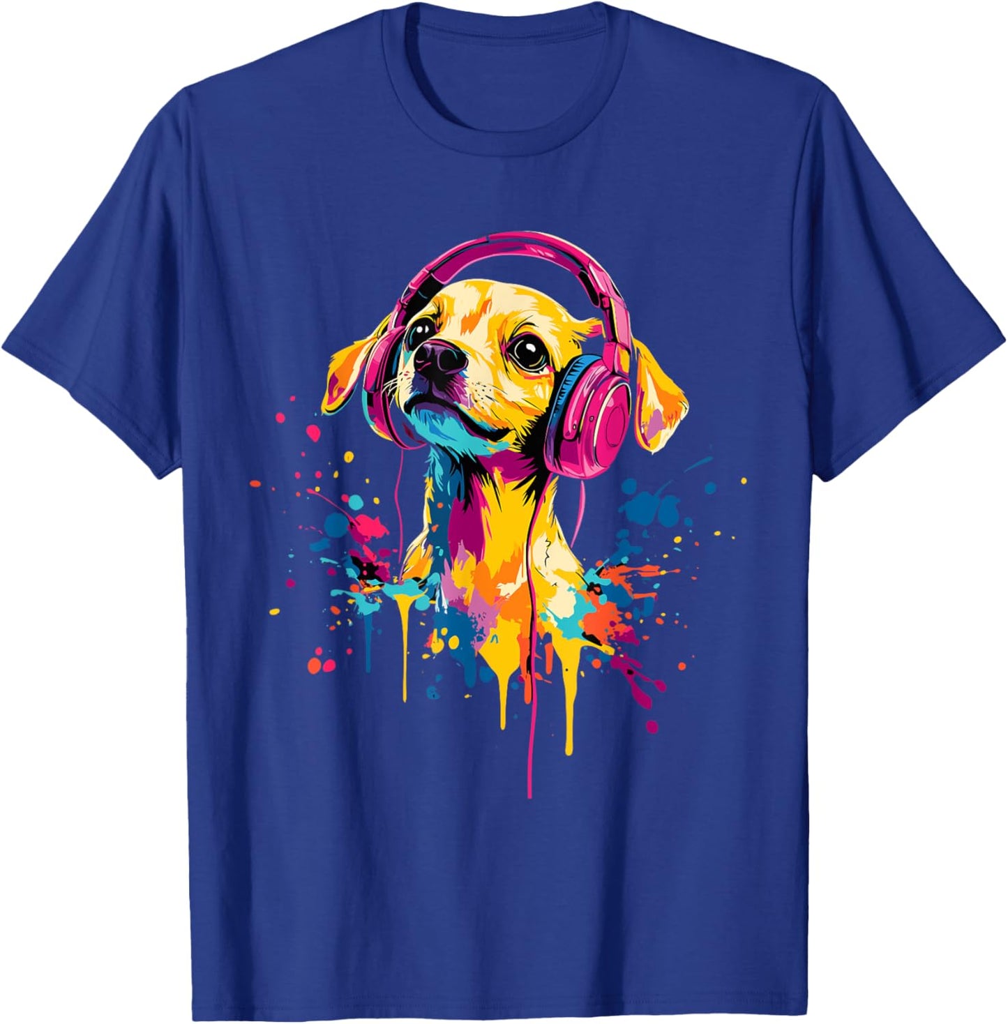 Chiweenie Lover Pop Art Wearing Headphones Funny Chiweenie T-Shirt - T-Shirt | Royal