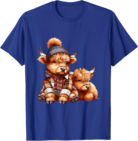 Cute Baby Highland Cow Fall Autumn Thanksgiving Kids Women T-Shirt - T-Shirt | Royal