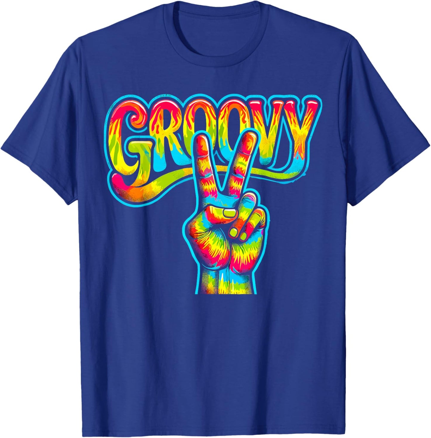 Hippie Tie Dye Peace Sign Love Groovy T-Shirt - T-Shirt | Royal
