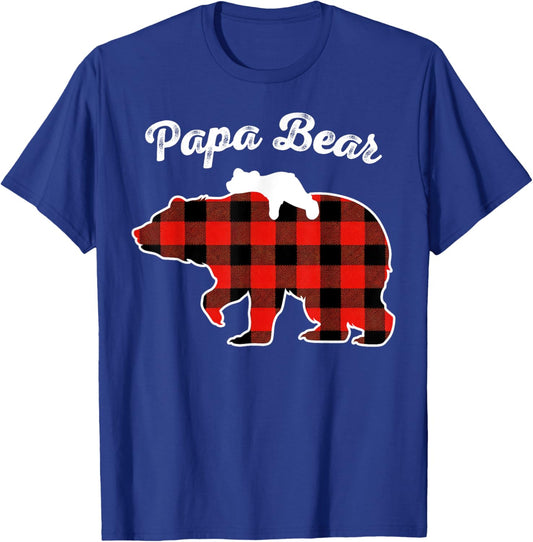 Papa Bear Flannel Red Plaid Pajama Family Matching XMAS T-Shirt - T-Shirt | Royal
