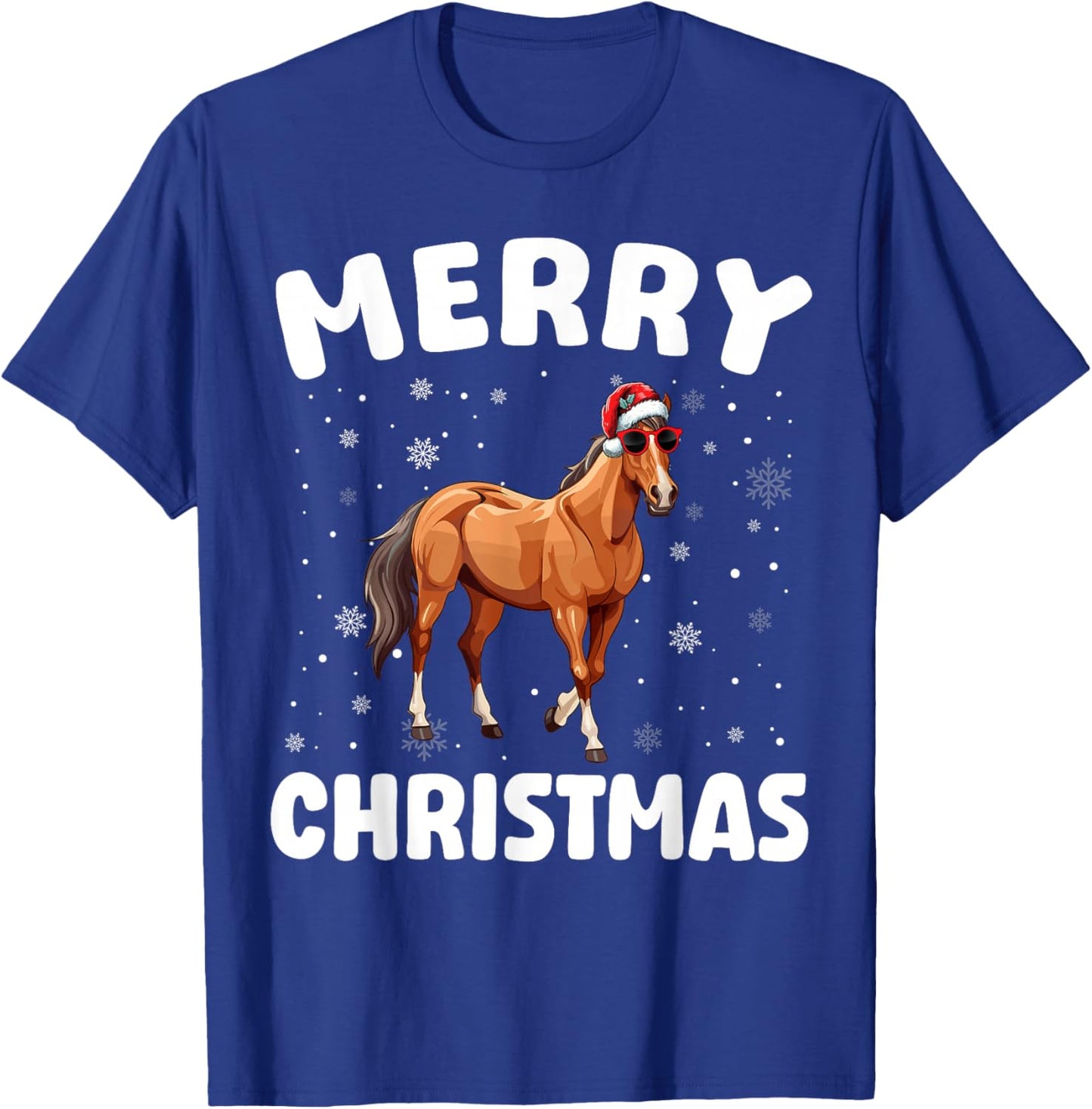 Merry Christmas Horse Merry Xmas Funny Boy Girl Kids T-Shirt - T-Shirt | Royal