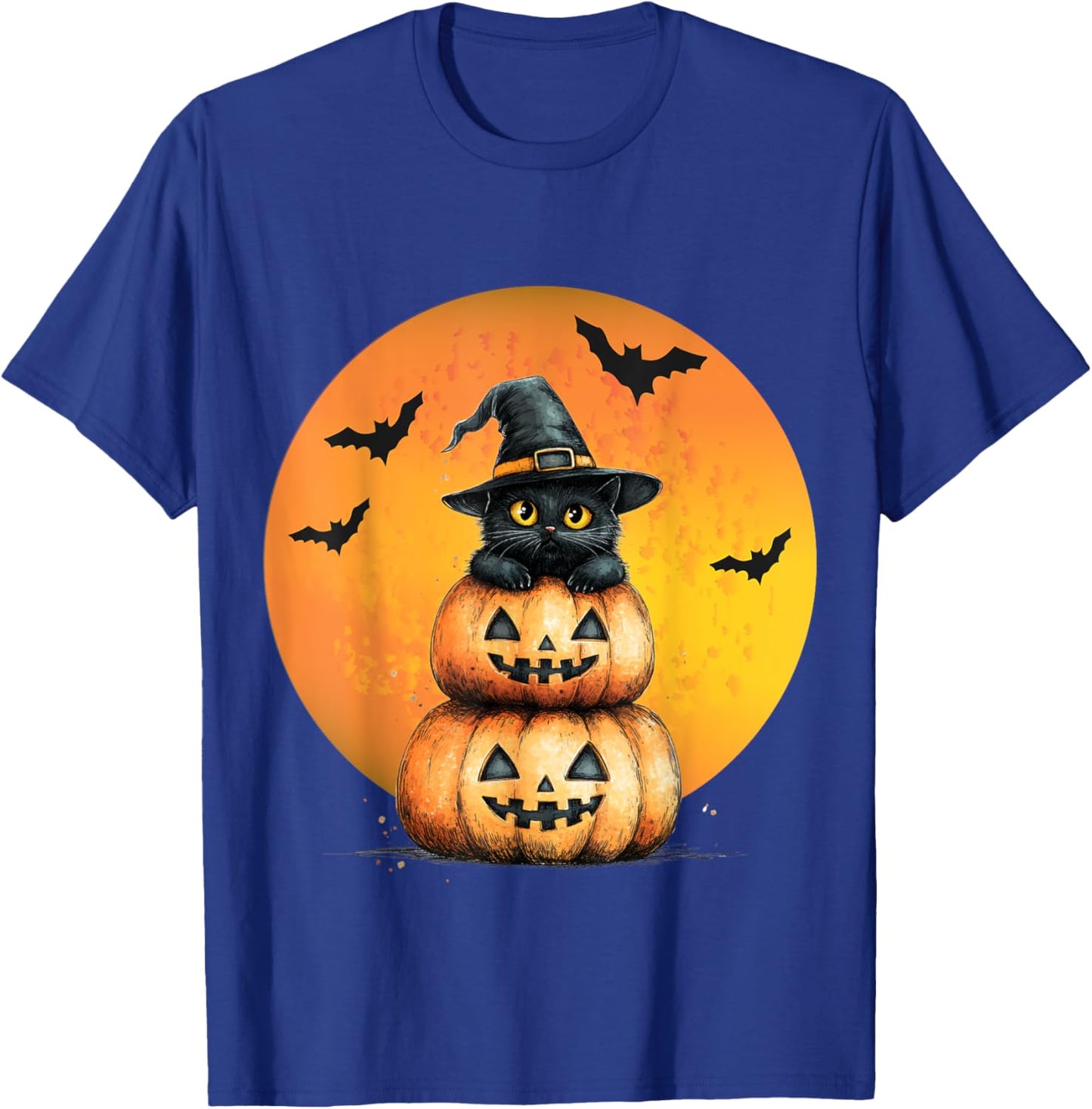 Halloween Cat Black Cat Halloween Scary Cat Angry Cat Funny T-Shirt - T-Shirt | Royal