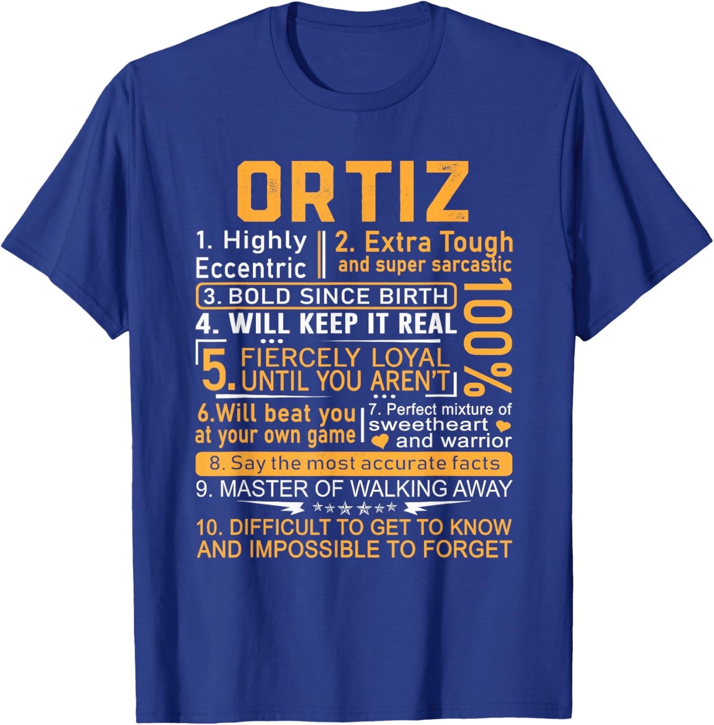 Ortiz Name Shirt Personalized Ortiz Last Name T-Shirt - T-Shirt | Royal
