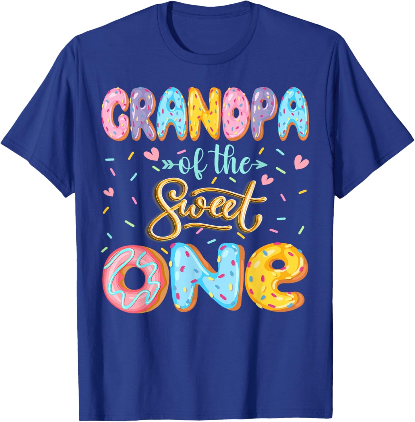 Grandpa Of The Sweet One 1St Birthday Girl Donut Lover T-Shirt - T-Shirt | Royal