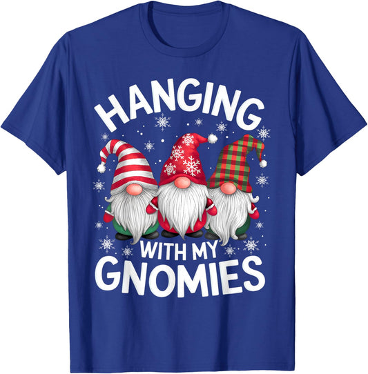 Hanging With My Gnomies Family Christmas Gnome Xmas Holiday T-Shirt - T-Shirt | Royal
