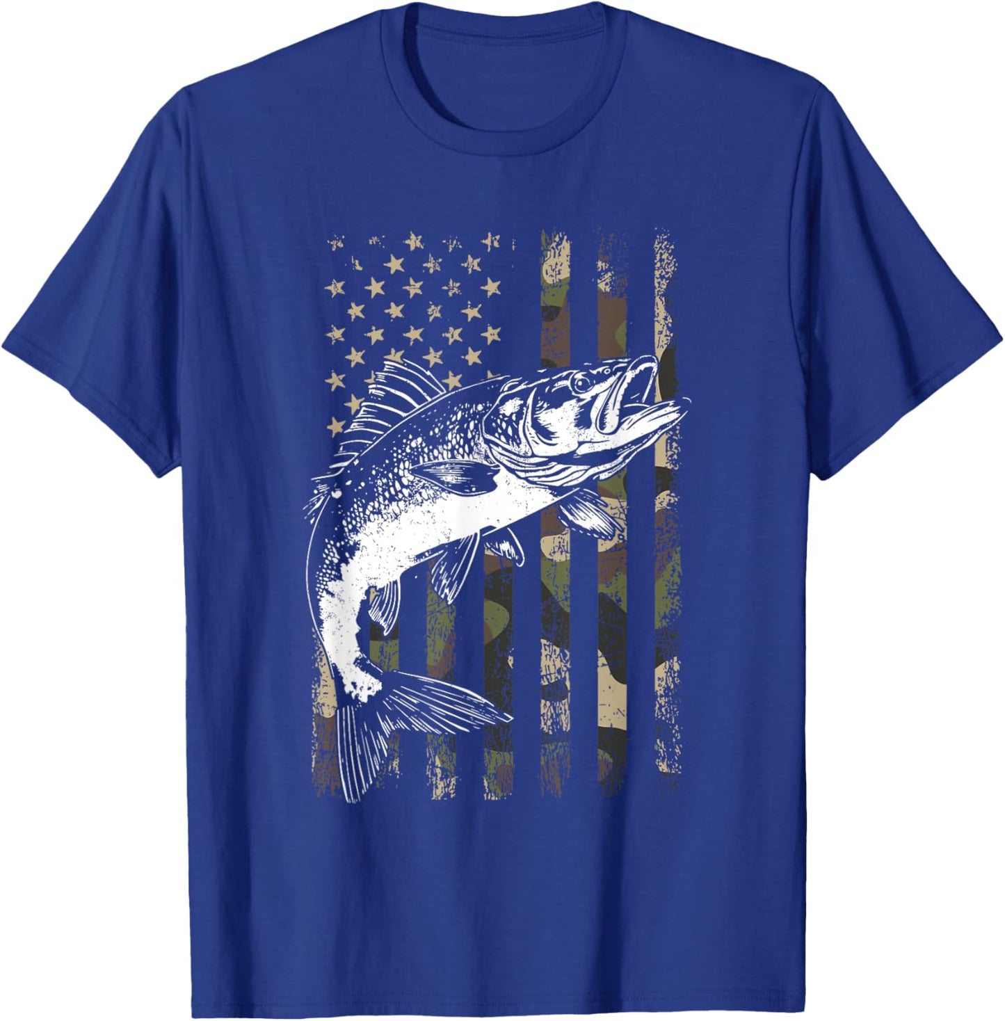 Walleye camo American flag T-Shirt - T-Shirt | Royal