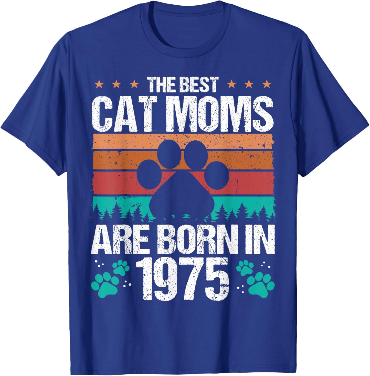 1975 Birthday Cat Mother Vintage Cat Mom Born in 1975 Women Kids T-Shirt - T-Shirt | Royal