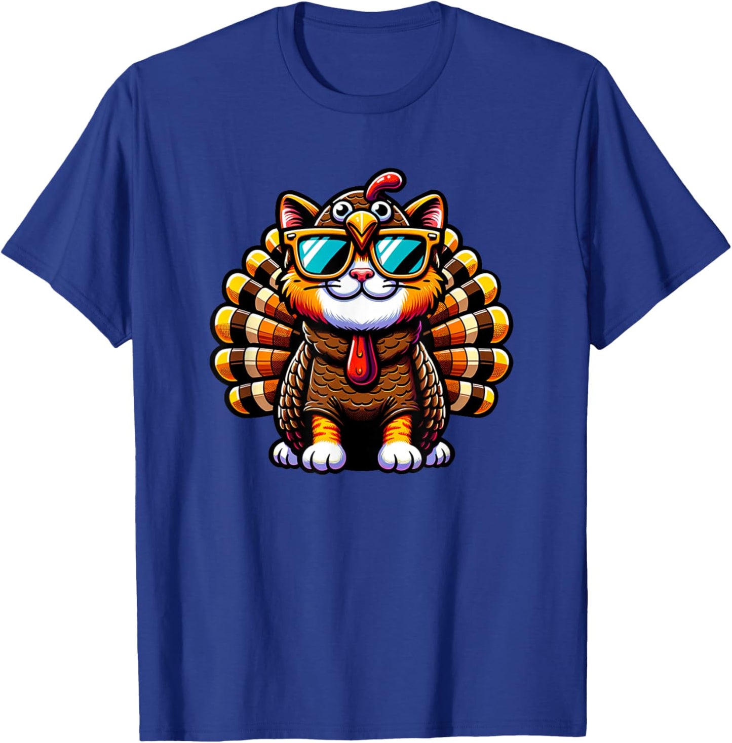 Thanksgiving Cat Funny Thanksgiving Cat withTurkey Costume T-Shirt - T-Shirt | Royal