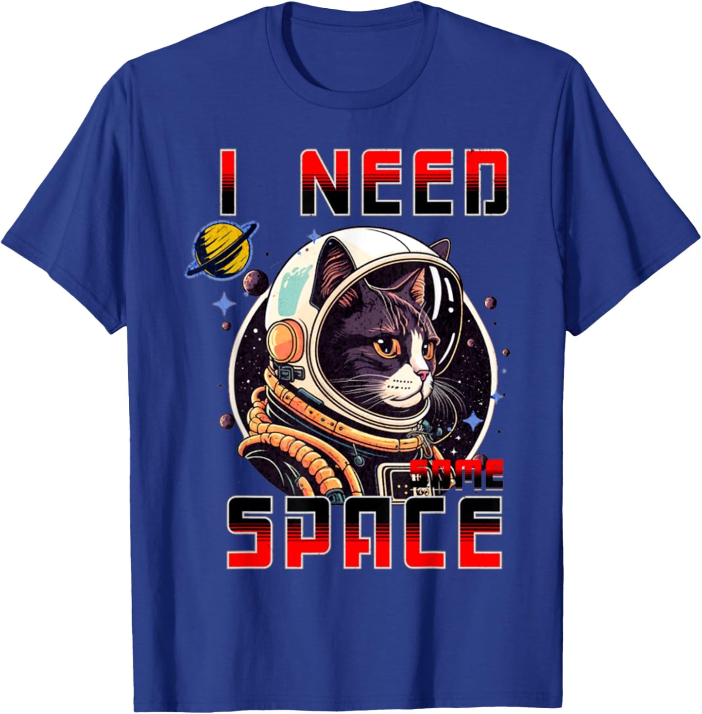 Vintage I Need Space Retro Cat Astronaut Space Gifts T-Shirt - T-Shirt | Royal