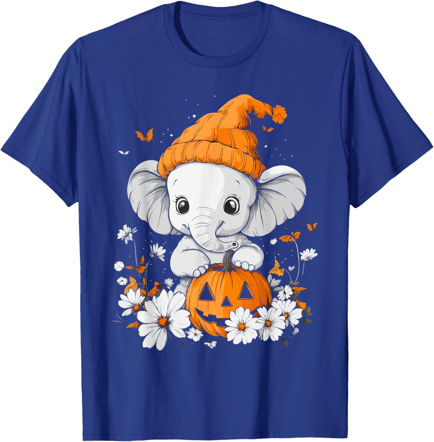 Halloween Pumpkin Flower Girls Boys Kids Elephant Halloween T-Shirt - T-Shirt | Royal