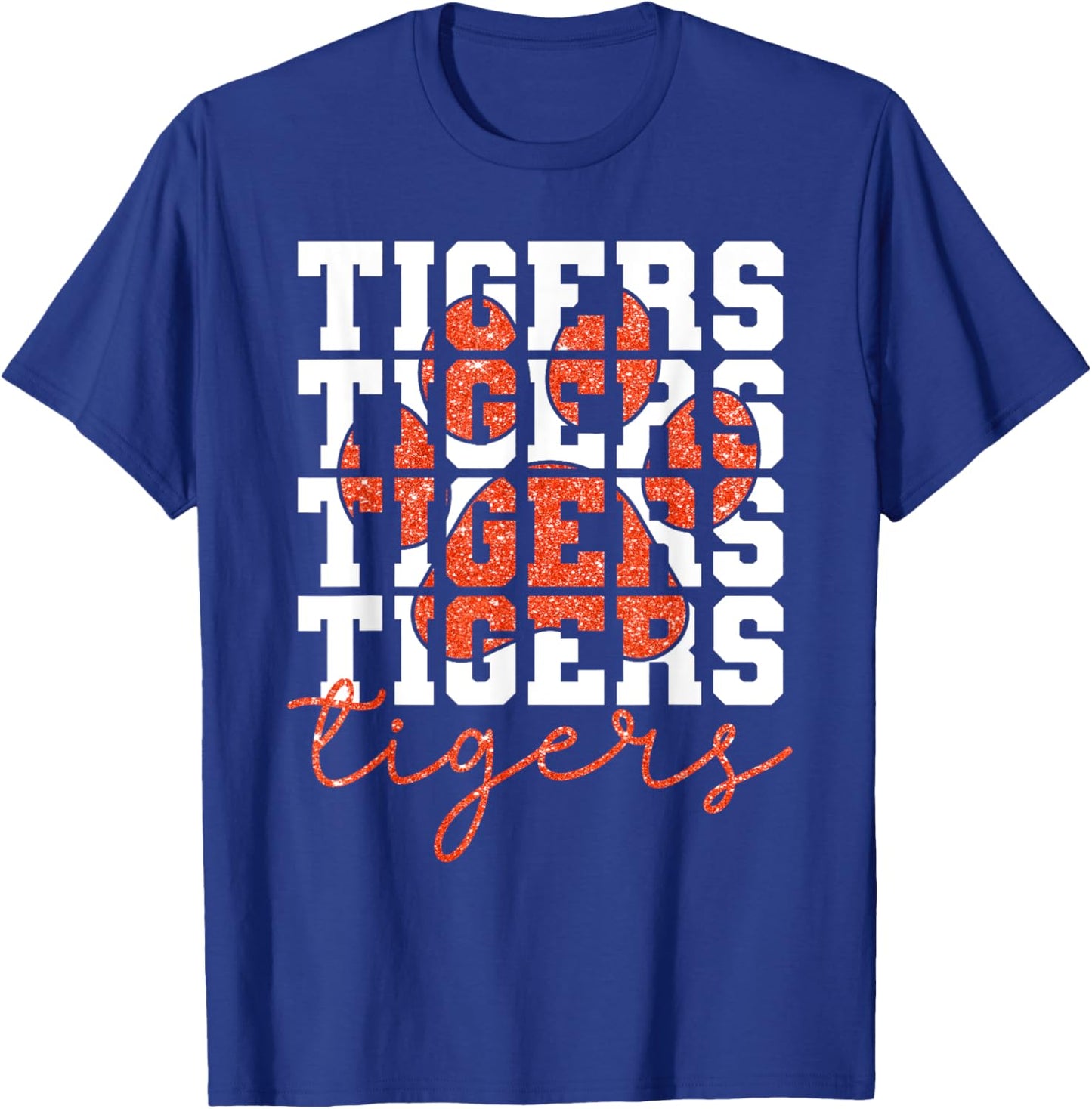 Vintage Tigers School Sports Name Spirit Back To School T-Shirt - T-Shirt | Royal