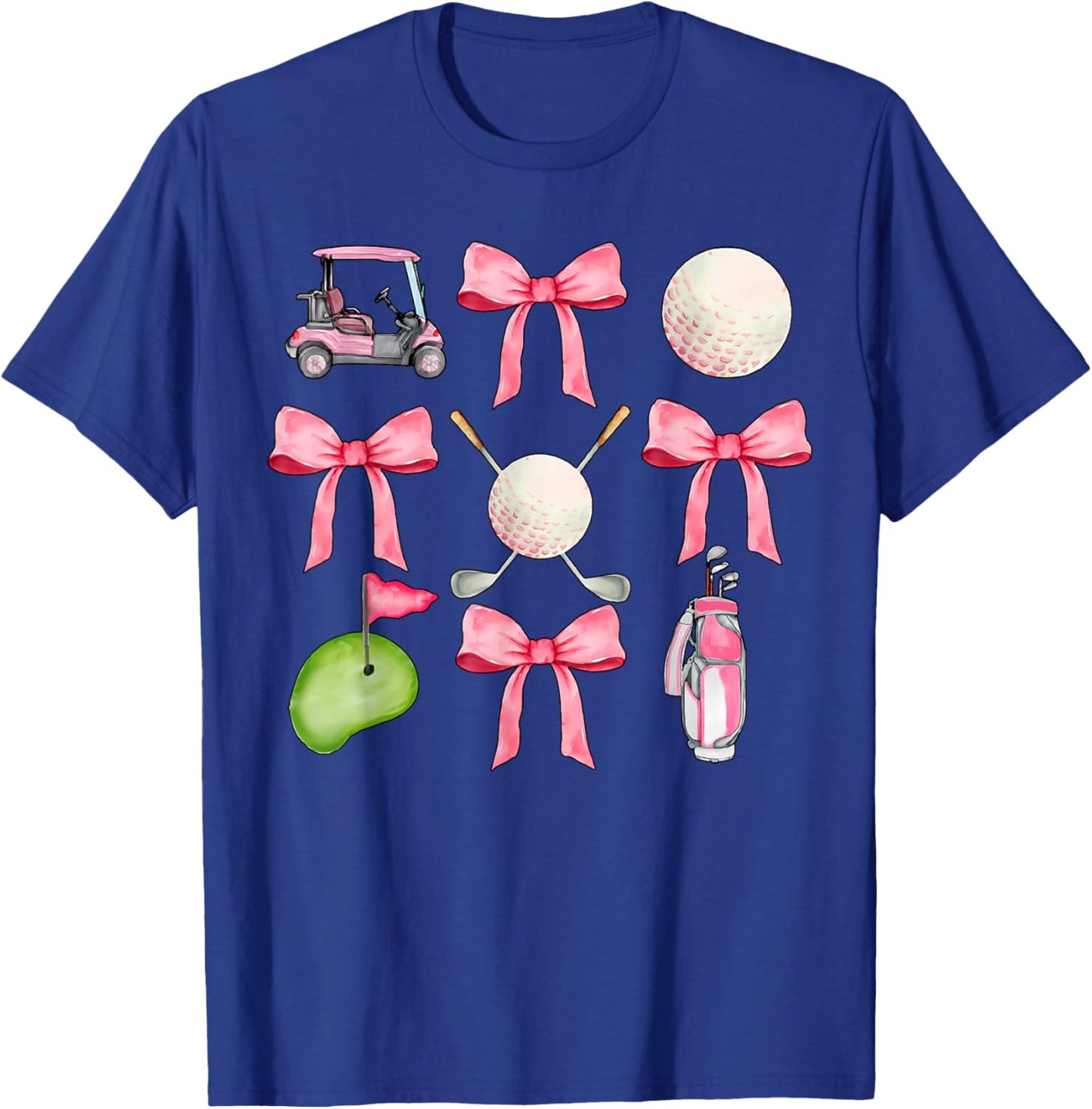 Golf Coquette Bow Golf Ball Mom Game Day Golfing Golfer T-Shirt - T-Shirt | Royal
