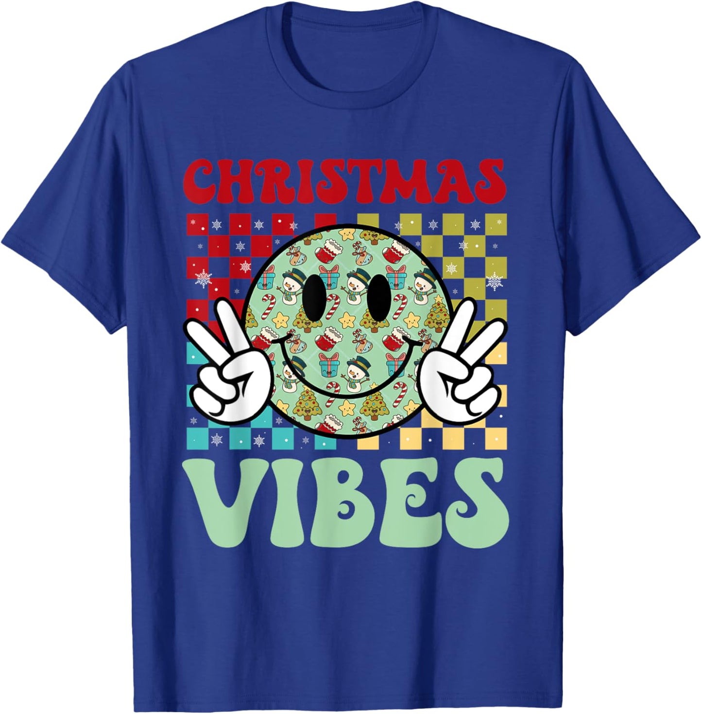 Groovy Christmas Vibes Santa Claus Xmas Kids Girls T-Shirt - T-Shirt | Royal