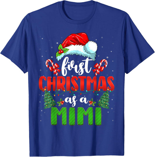 Announcement First Christmas As A Mimi New Mimi Family Xmas T-Shirt - T-Shirt | Royal