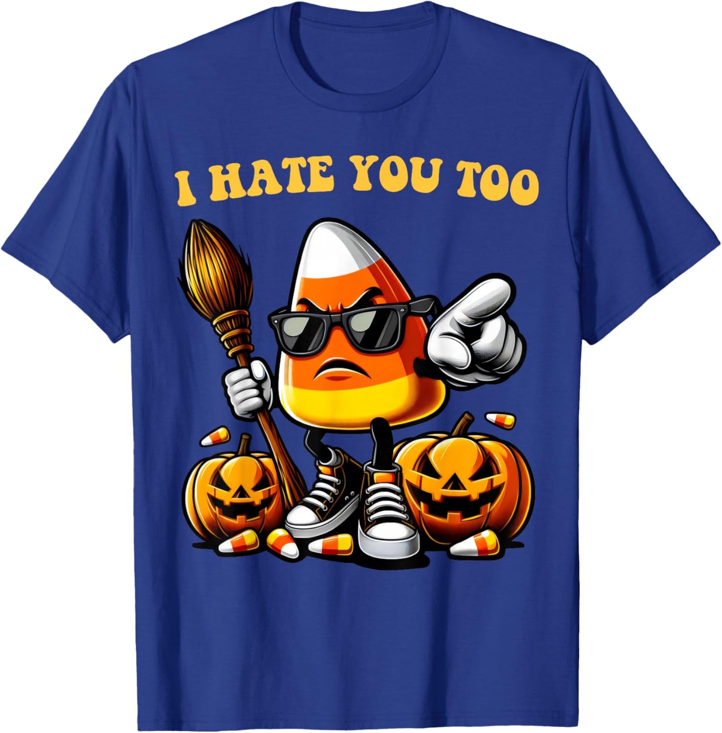 Groovy Team Candy Corn I Hate You Too Funny Halloween Sweets T-Shirt - T-Shirt | Royal