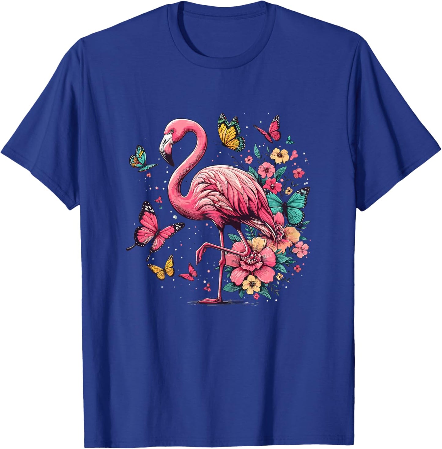 Nature Pink Flowers Flamingo T-Shirt - T-Shirt | Royal