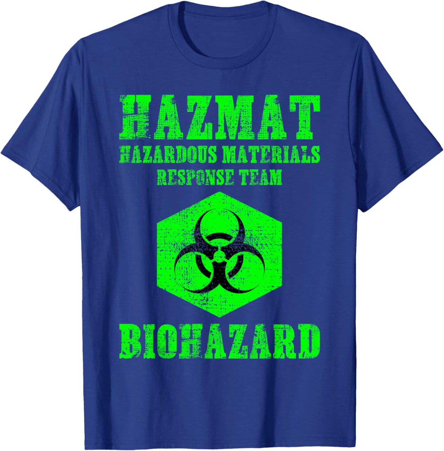 Hazardous Material Hazmat Response Team Grunge Biohazard T-Shirt - T-Shirt | Royal