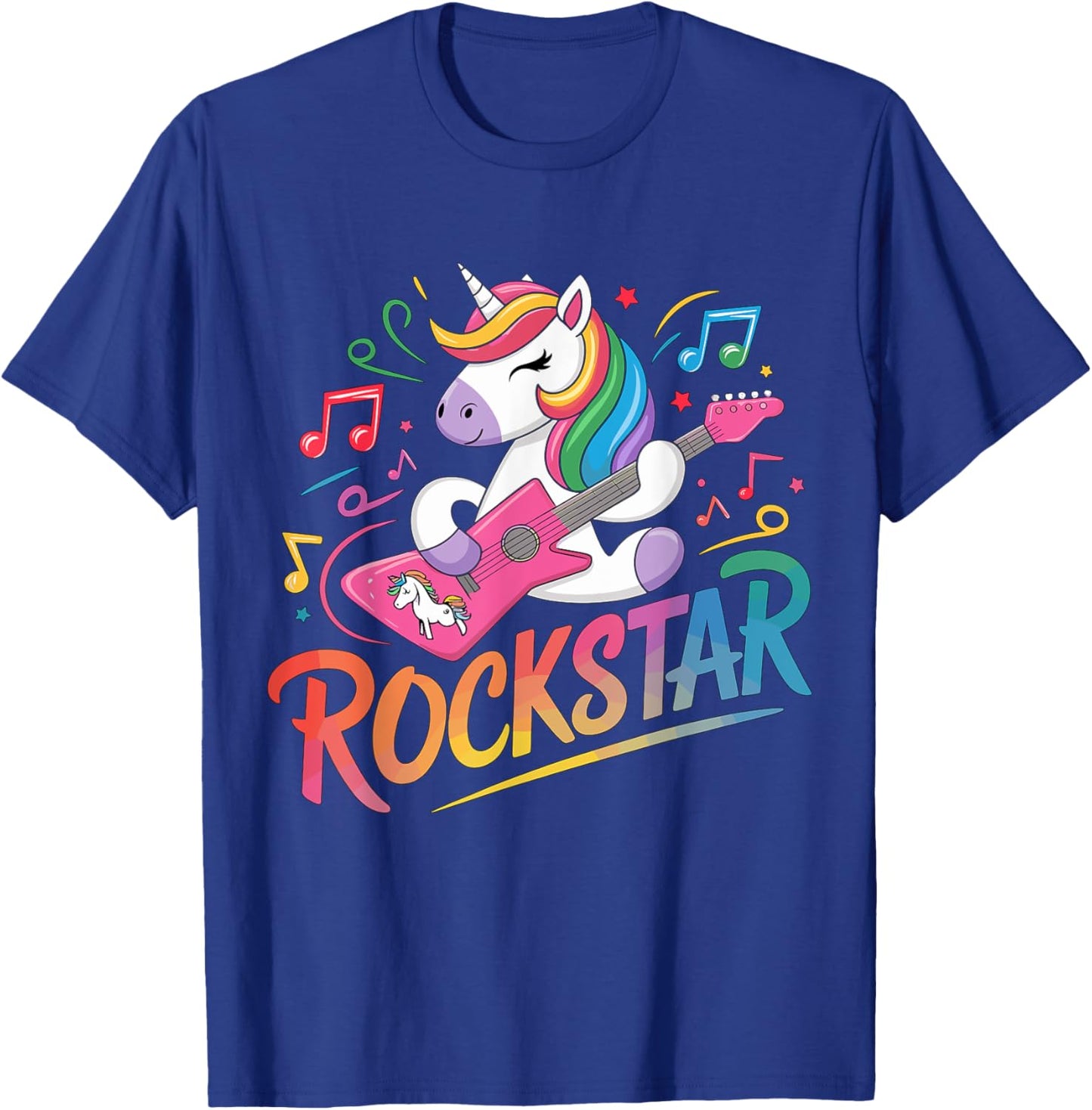 Rockstar Unicorn Guitar Guitarist T-Shirt - T-Shirt | Royal