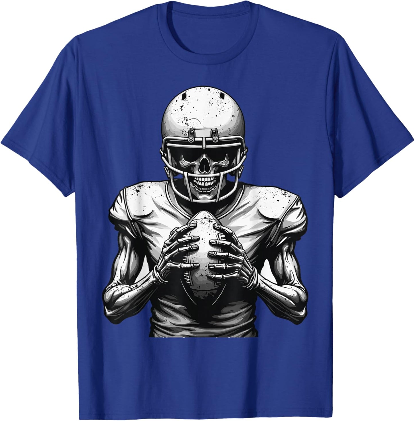 Halloween Skeleton Football Player Spooky Sports Graphic T-Shirt - T-Shirt | Royal