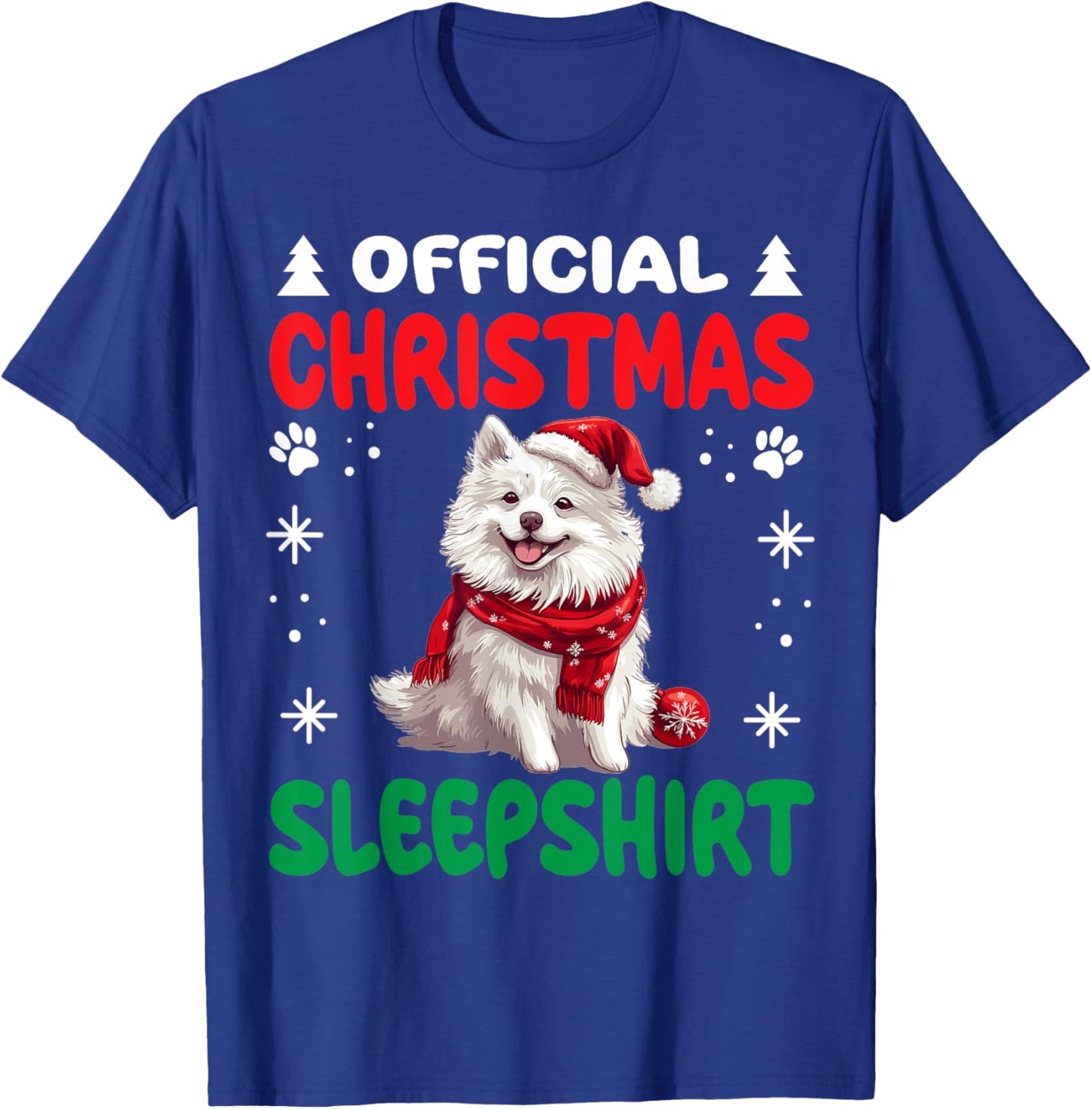 American Eskimo Dog Christmas Pajama Official Christmas T-Shirt - T-Shirt | Royal
