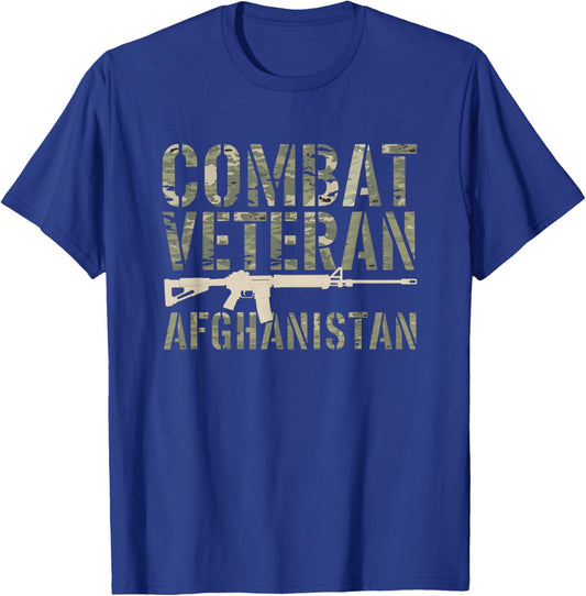 Combat Veteran Afghanistan Gulf War US Military Veteran T-Shirt - T-Shirt | Royal