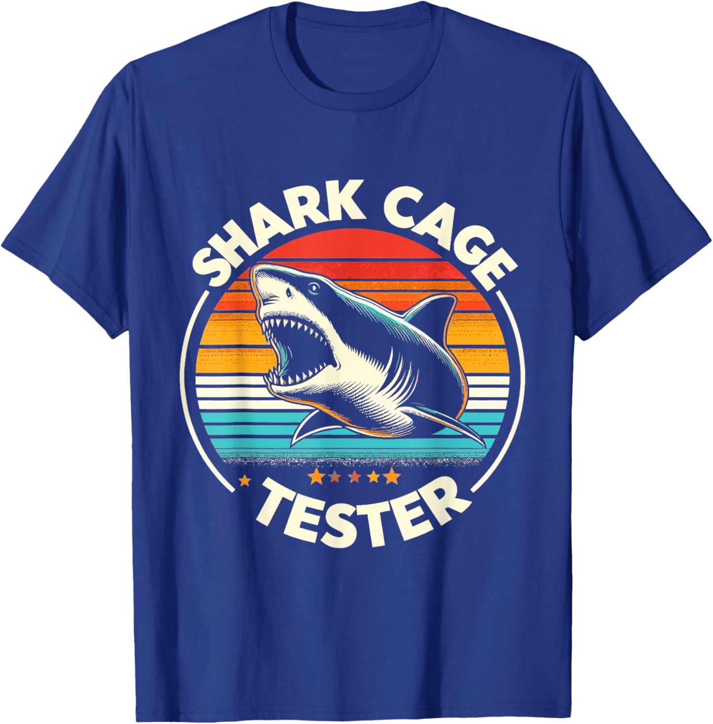 Retro Shark Cage Tester Recovery Funny Leg Arm Amputee T-Shirt - T-Shirt | Royal