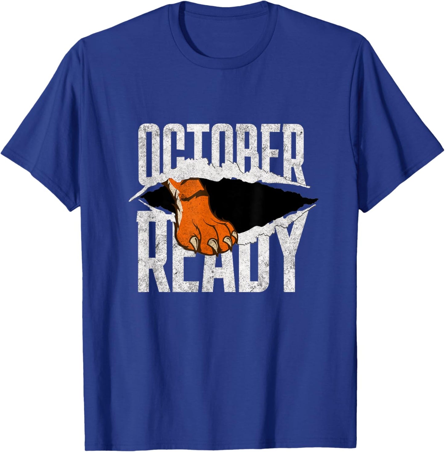 Distressed Tiger Foot Vintage October Ready Tigers T-Shirt - T-Shirt | Royal