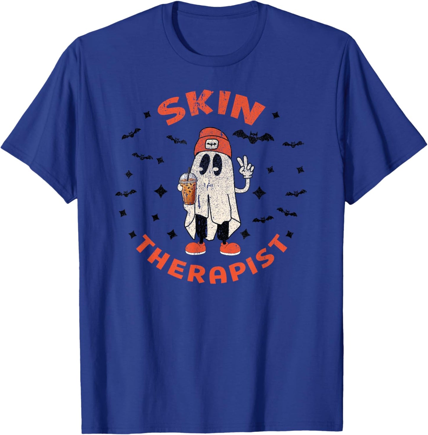 Halloween Esthetician Cosmetology Dermatology Ghost Fall T-Shirt - T-Shirt | Royal