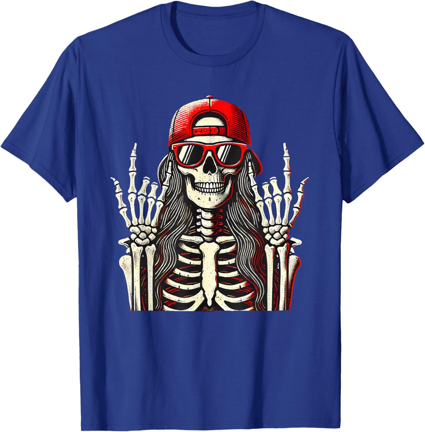 Rock'n Roll Girl, Skeleton Rocker Cool Punk Rock, Rock Music T-Shirt - T-Shirt | Royal