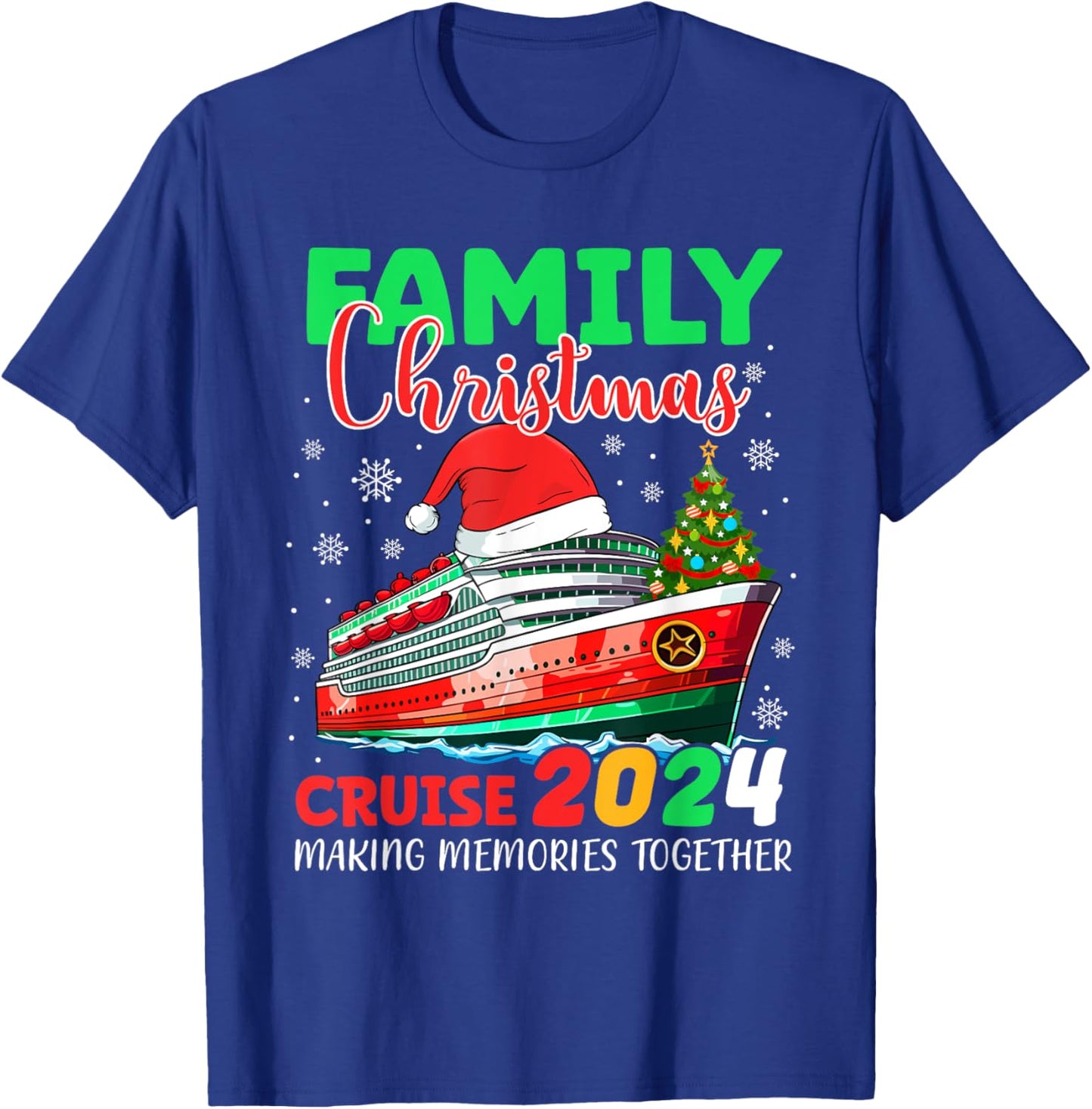 Family Christmas Cruise 2024 Squad Crew Xmas Cruising Lover T-Shirt - T-Shirt | Royal