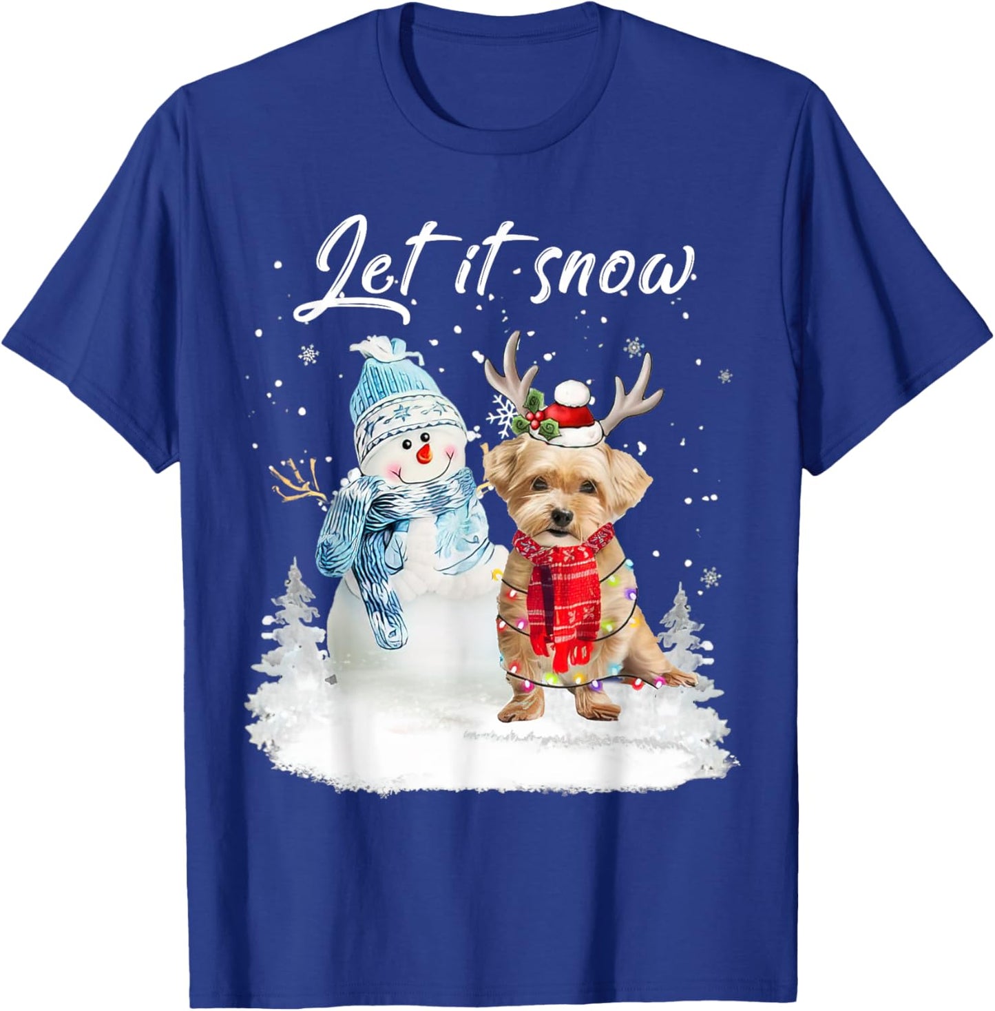 Shorkie Santa Dog Christmas Snowman Xmas Pajama T-Shirt - T-Shirt | Royal